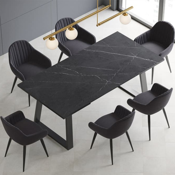 Стол ROVENA 160 (ROVENA 160 PIETRA GREY CER, BK) ROVENA 160